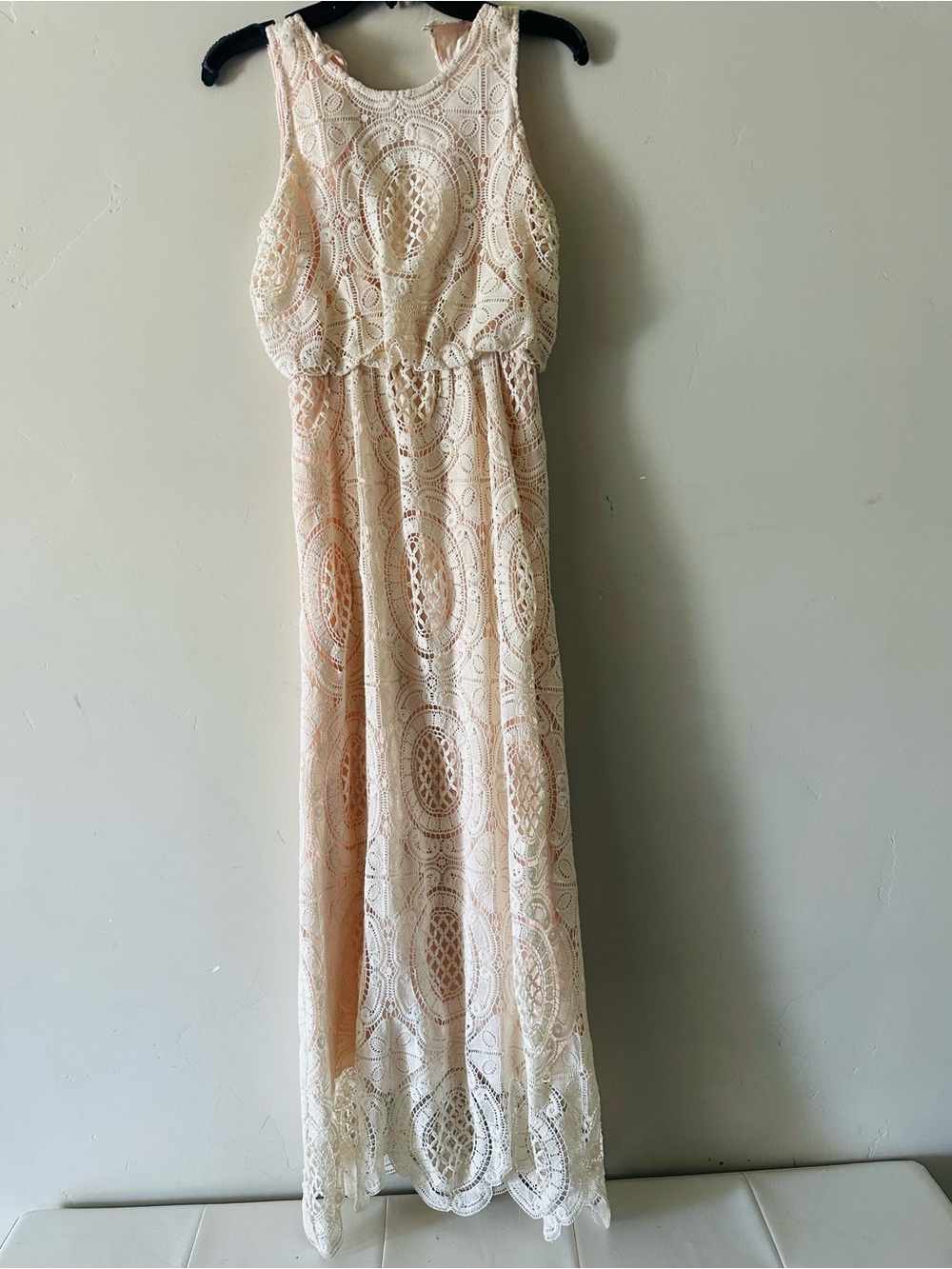 Nordstrom Cream Crochet Lace Maxi Dress